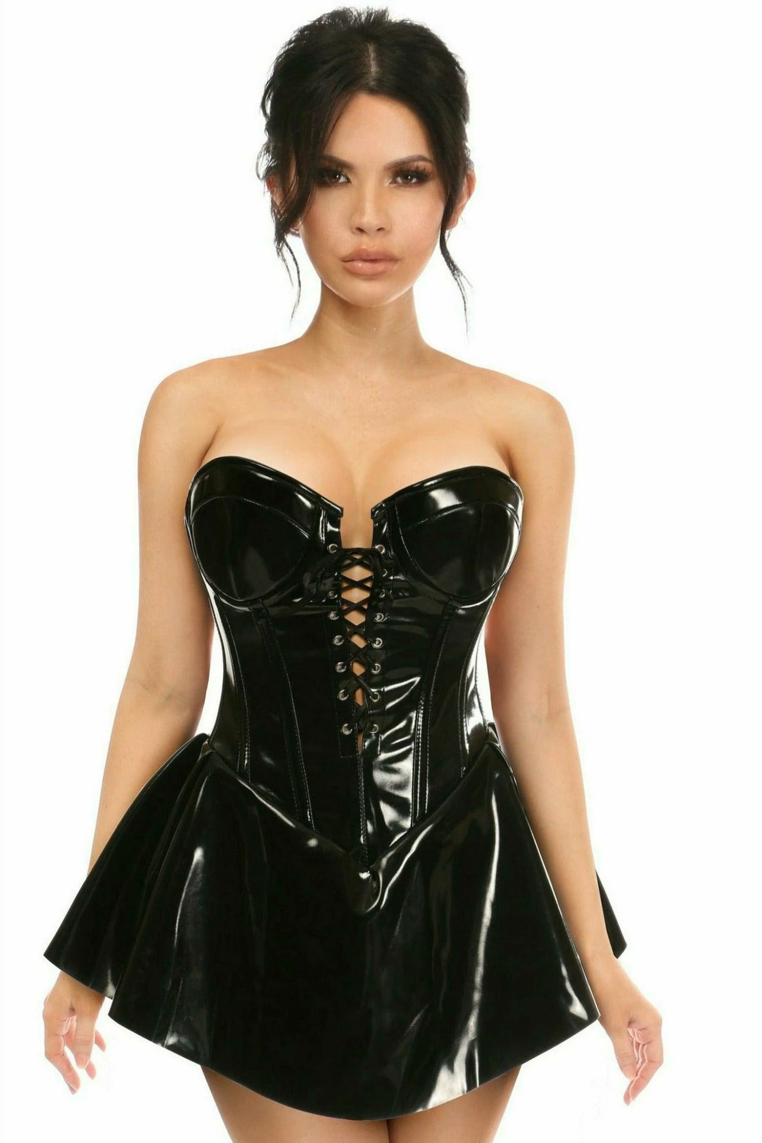 Daisy Corsets USA Black Patent Steel Boned Corset Dress 3 Daisy Corsets USA Black Patent Steel Boned Corset Dress