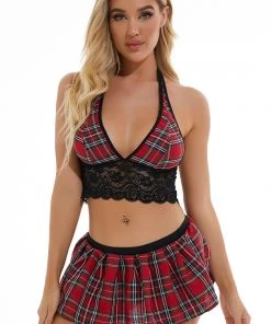 3WISHES Plaid Princess Lingerie Set