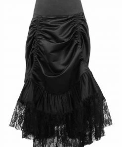 Daisy Corsets USA Black Satin And Lace Gothic Bustle Skirt