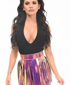 Daisy Corsets USA Rainbow Gold Holo Fringe Skirt