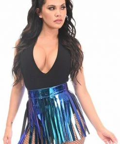 Daisy Corsets USA Blue/Teal Holo Fringe Skirt