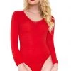 Music Legs Red Long Sleeve Opaque Teddy -Sexy Halloween Costumes Sales unnamed file 5359