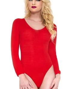 Music Legs Red Long Sleeve Opaque Teddy