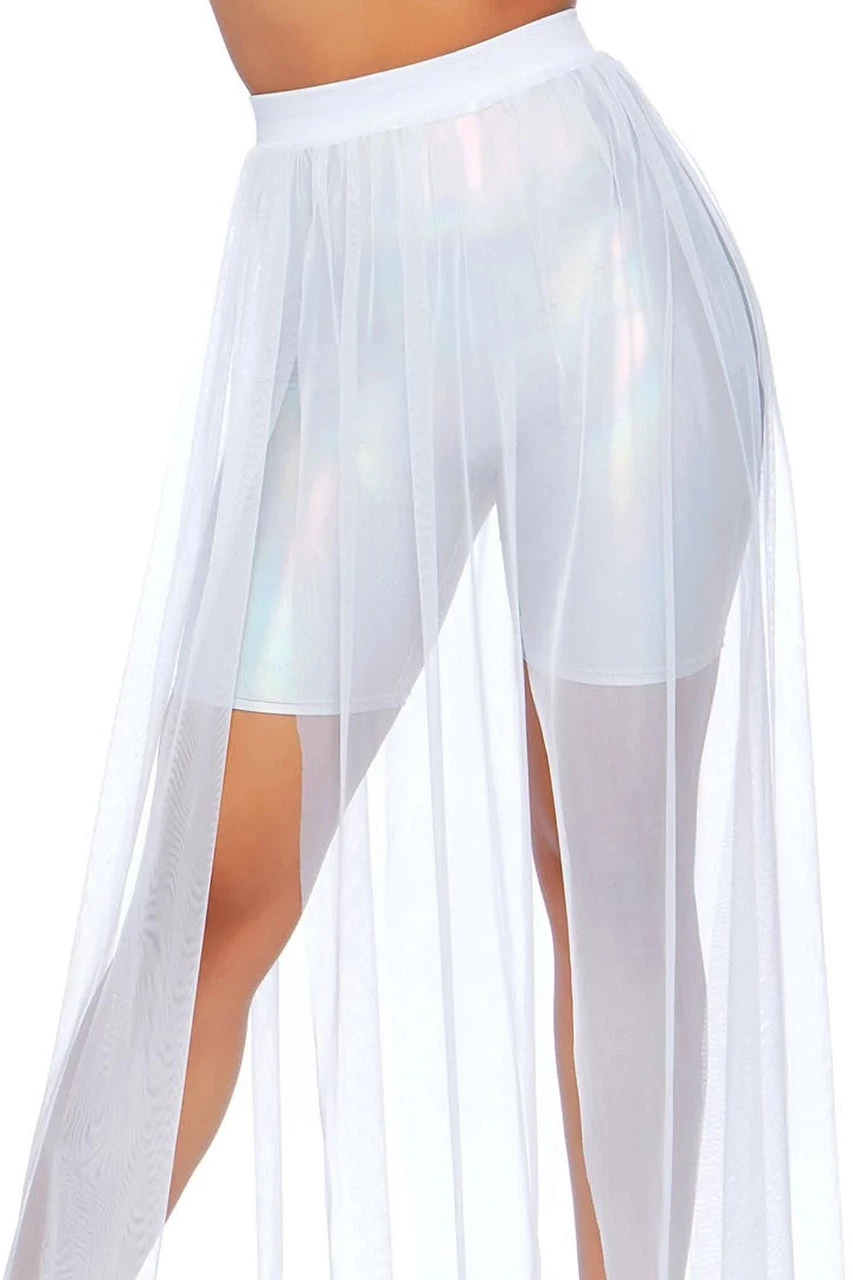 Leg Avenue White Slit Mesh Skirt 6 Leg Avenue White Slit Mesh Skirt - Image 4