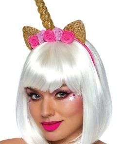 3WISHES Glittering Gold Unicorn Headpiece