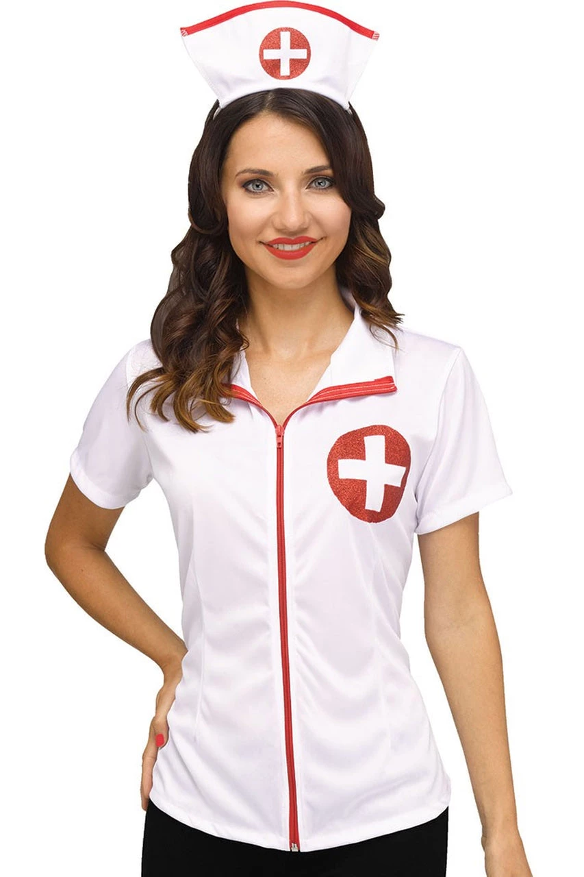 Fun World Nurse Costume Shirt And Cap 3 Fun World Nurse Costume Shirt And Cap