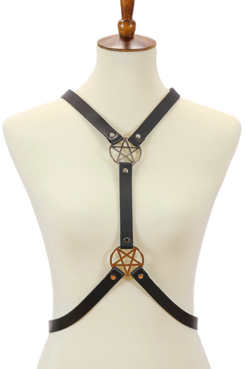 Funk Plus Double Pentagram Leather Harness 3 Funk Plus Double Pentagram Leather Harness